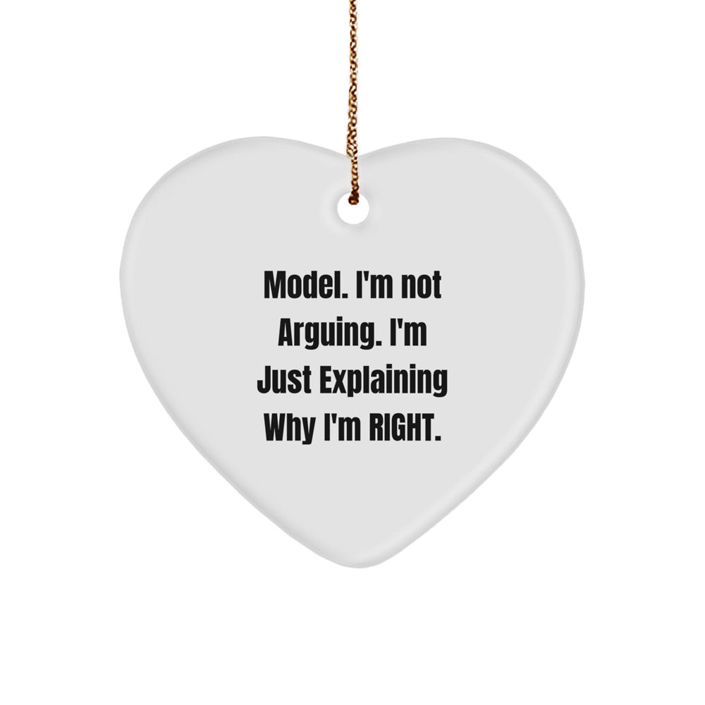 Funny Model Heart Ornament, 'I'm Not Arguing. I'm Just Explaining Why I'm Right.' Gifts for Model, Men, or Women from Friends, Family, or Coworkers this Christmas - Image 1