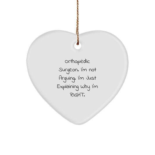 Orthopedic Surgeon Gifts, Funny Heart Ornament, 'I'm Not Arguing. I'm Just Explaining Why I'm Right.' Christmas Unique Gifts from Friends or Family for Orthopedic Surgeon - Image 1