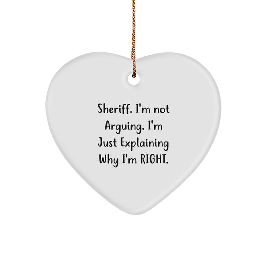 Funny Sheriff Christmas Unique Gifts from Men for Sheriff Friends, I'm Not Arguing Heart Ornament, Cute Sheriff Ornament for Sheriff Coworkers - Image 1