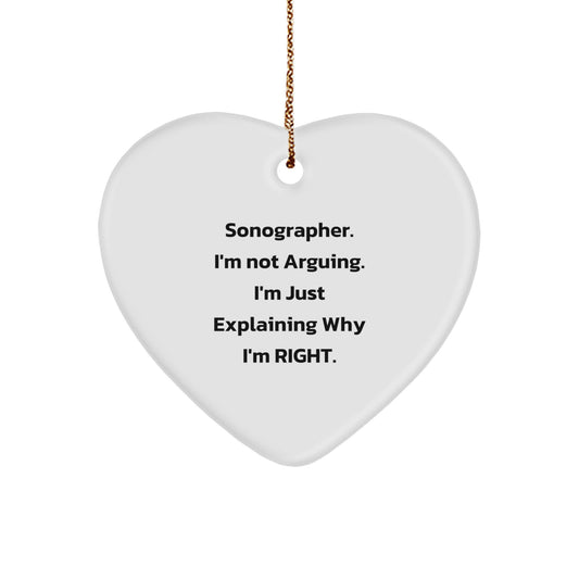 Sonographer Gifts from Friends, Heart Ornament with Funny Quote, Christmas Memorable Present for Sonographer - Image 1
