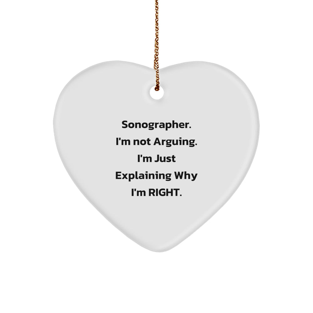 Sonographer Gifts from Friends, Heart Ornament with Funny Quote, Christmas Memorable Present for Sonographer - Image 1