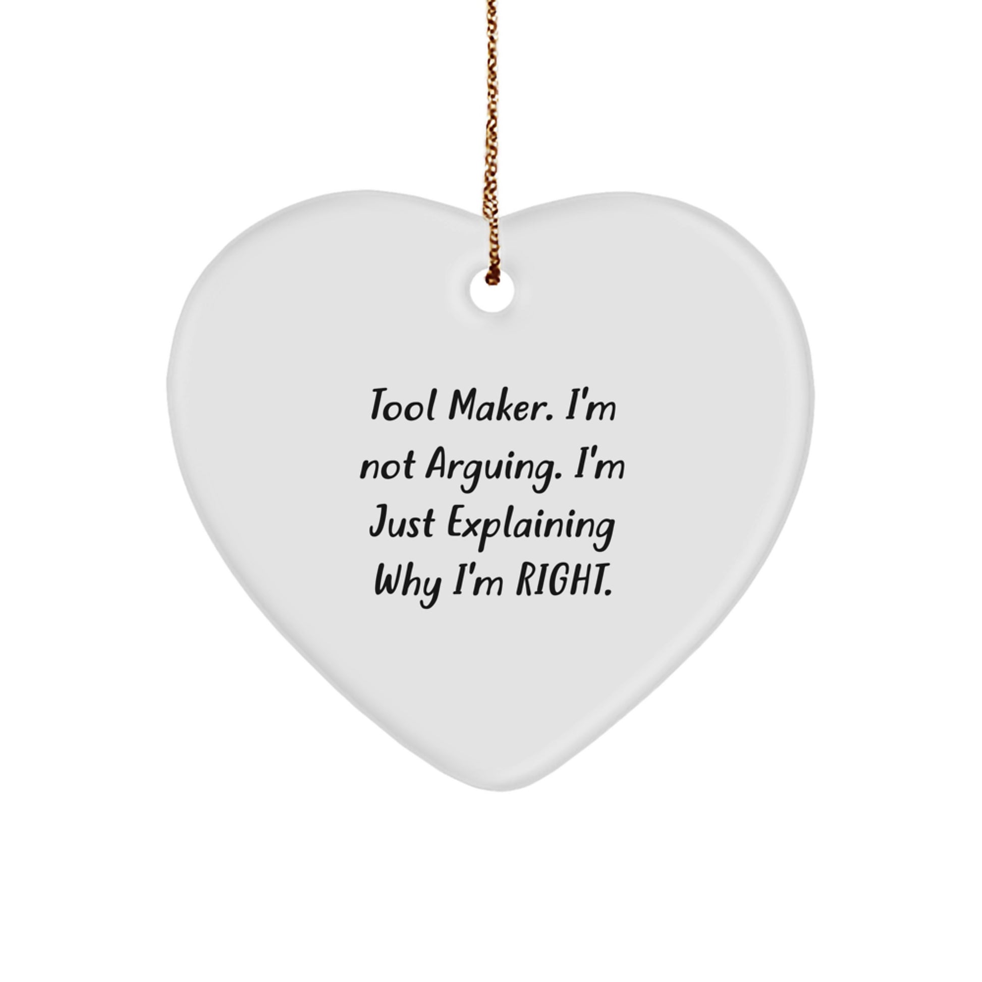 Tool Maker Heart Ornament, Funny Quote Gifts from Men to Tool Makers, Christmas Unique Gifts - Image 1
