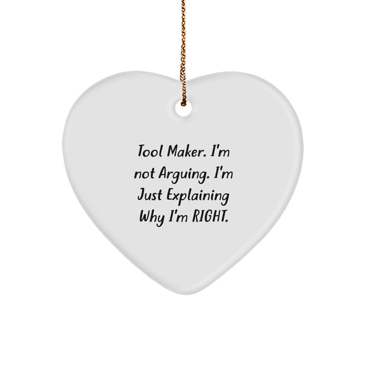 Tool Maker Heart Ornament, Funny Quote Gifts from Men to Tool Makers, Christmas Unique Gifts - Image 1