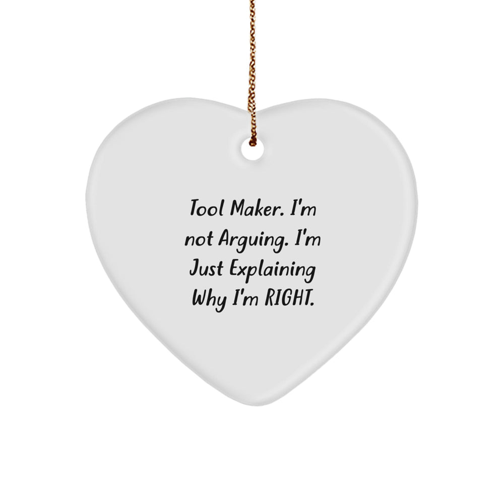 Tool Maker Heart Ornament, Funny Quote Gifts from Men to Tool Makers, Christmas Unique Gifts - Image 1