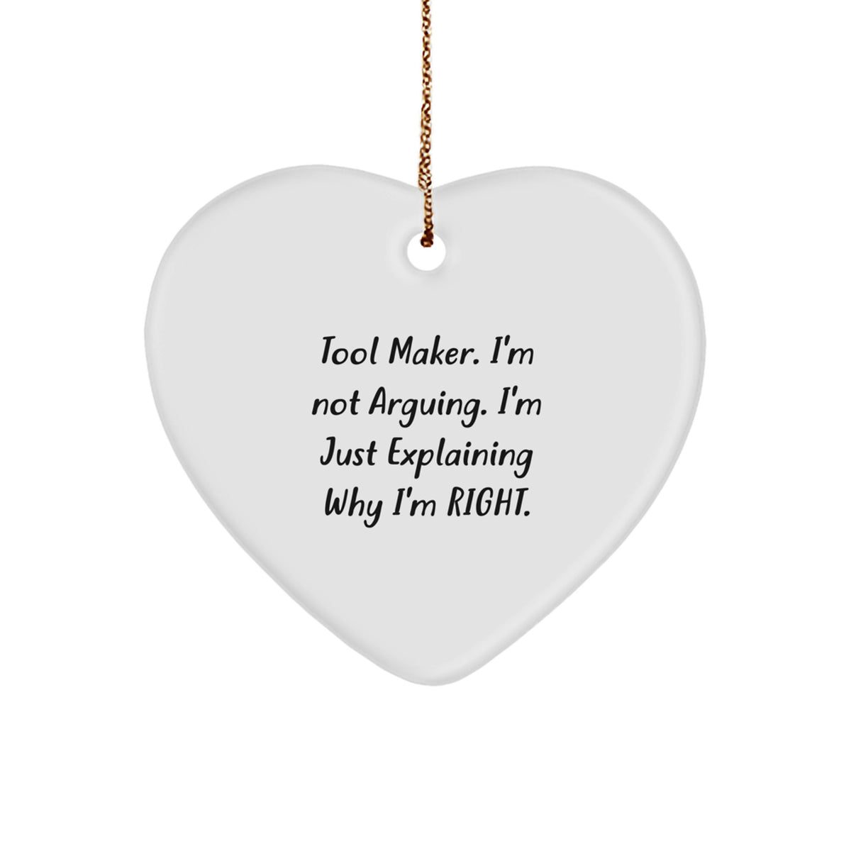 Tool Maker Heart Ornament, Funny Quote Gifts from Men to Tool Makers, Christmas Unique Gifts - Image 1