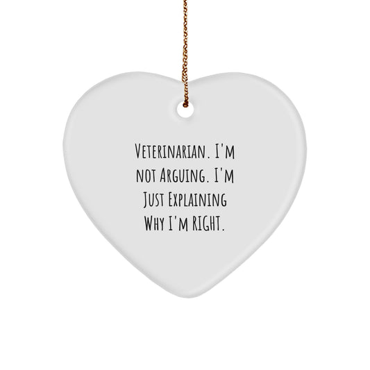 Funny Veterinarian Gifts from Friends for Christmas, Heart Ornament with Inspiring Quote, Cute Vet Office Decor - Image 1