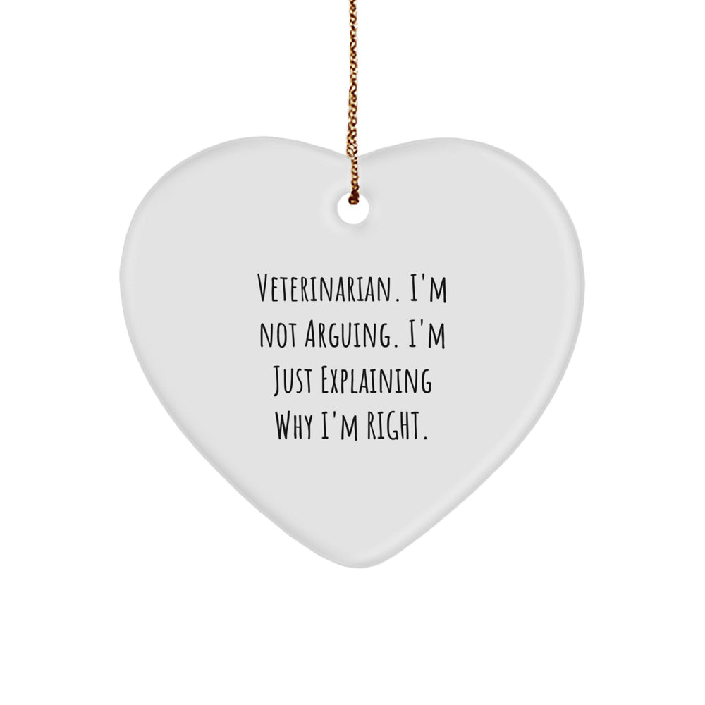 Funny Veterinarian Gifts from Friends for Christmas, Heart Ornament with Inspiring Quote, Cute Vet Office Decor - Image 1