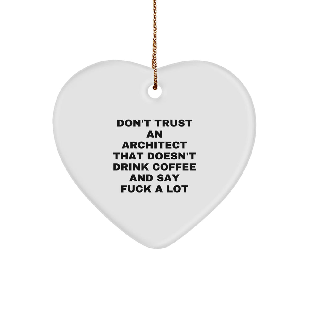 Architect's Coffee Break Heart Ornament, Funny Gifts from Friends to Coworkers for Christmas - Image 1