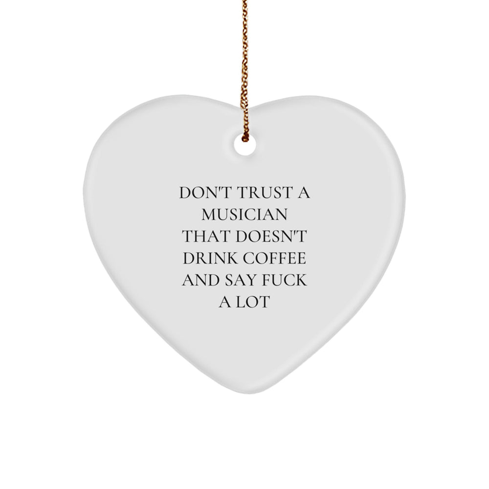Funny Musician Gifts from Friends - Don't Trust A Musician That Doesn't Drink Coffee And Say F--k A Lot, Heart Ornament for Men, Women, Coworkers, Family, Christmas Unique Gifts - Image 1