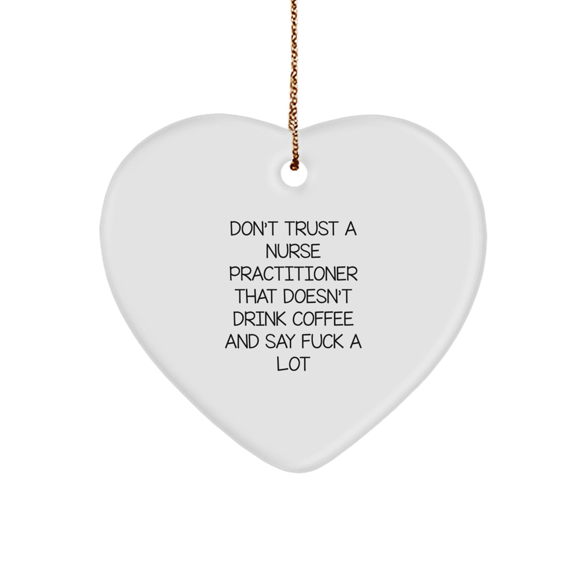 Funny Nurse Practitioner Gifts from Friends, Coworkers and Family - 'Don't Trust...' Heart Ornament, Christmas Unique Presents for Nurse Practitioners - Image 1
