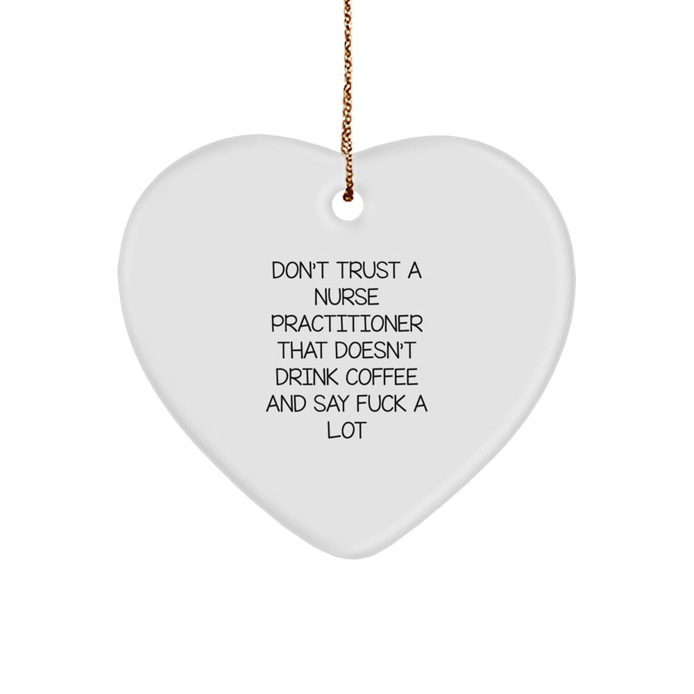 Funny Nurse Practitioner Gifts from Friends, Coworkers and Family - 'Don't Trust...' Heart Ornament, Christmas Unique Presents for Nurse Practitioners - Image 1