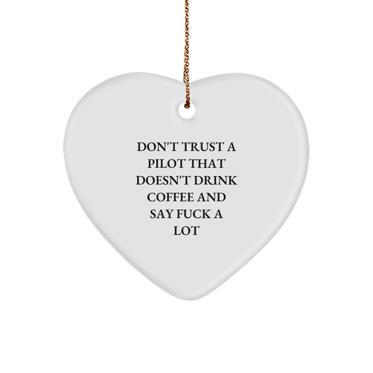 Pilot's Best Friend: Funny Christmas Unique Gifts from Friends for Pilot or Men, Heart Ornament with 'Don't Trust A Pilot That Doesn't Drink Coffee And Say F--k A Lot' Quote, Gifts from Family - Image 1