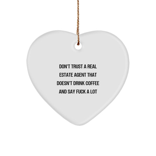 Funny Real Estate Agent Gifts, Heart Ornament for Real Estate Agent, Gifts from Friends for Men in Real Estate Agent Office with Coffee Love Quote - Image 1