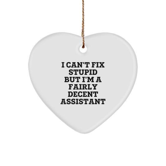 Funny Assistant Gifts - I Can't Fix Stupid But I'm A Fairly Decent Heart Ornament for Christmas - Image 1