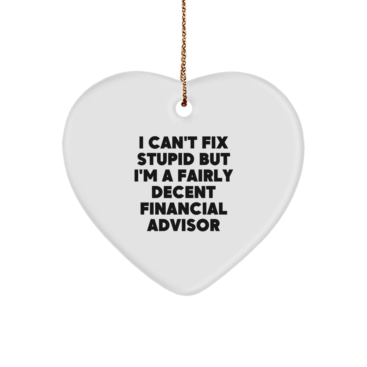 Funny Financial Advisor Gifts for Christmas - 'I Can't Fix Stupid' Heart Ornament from Friends, Coworkers, or Family - Image 1