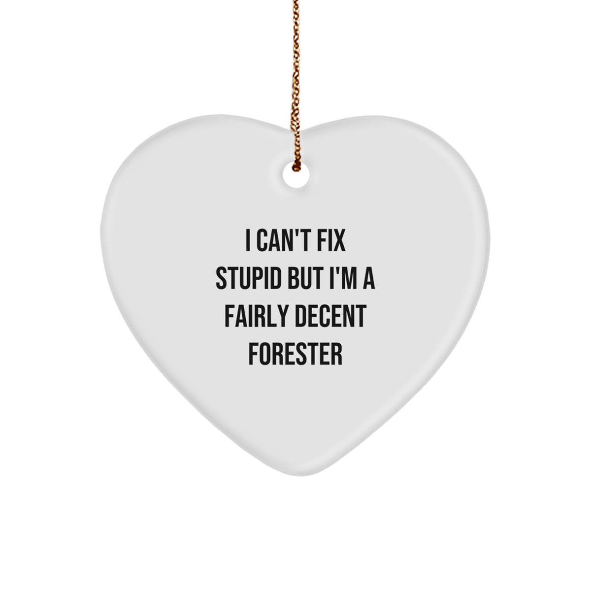 Funny Forester Gifts for Men, Heart Ornament from Friends, I Can't Fix Stupid But I'm A Fairly Decent Forester Christmas Unique Gifts - Image 1