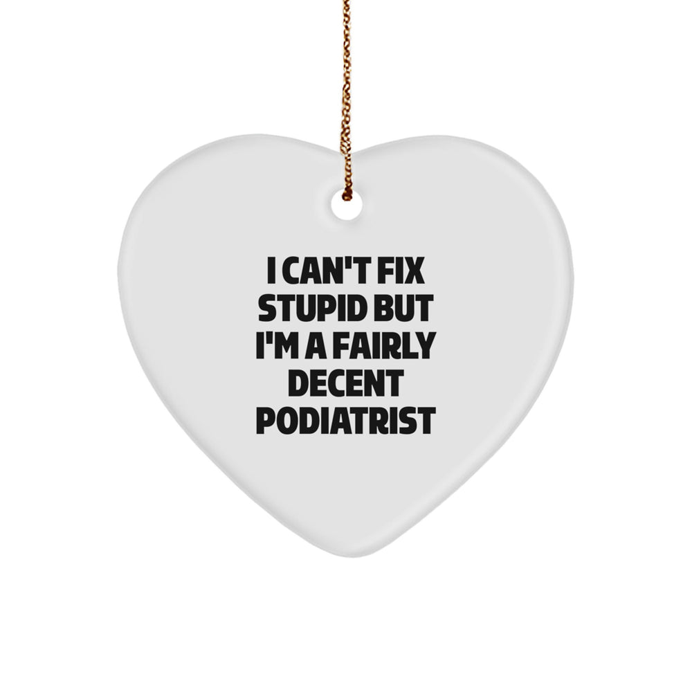 Funny Podiatrist Christmas Unique Gifts from Friends, Heart Ornament for Podiatrist Men, I'm A Fairly Decent - Image 1