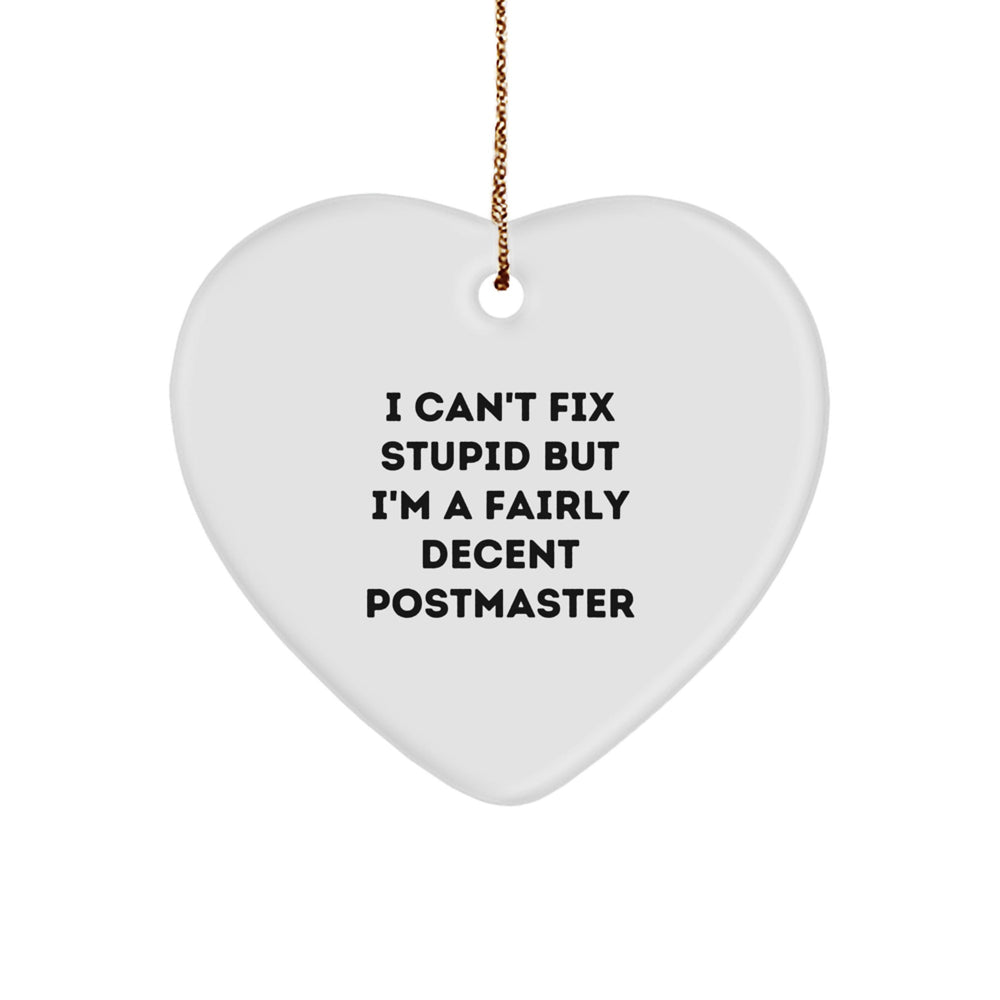 Funny Postmaster Gifts from Men, Heart Ornament for Christmas, I Can't Fix Stupid - Image 1