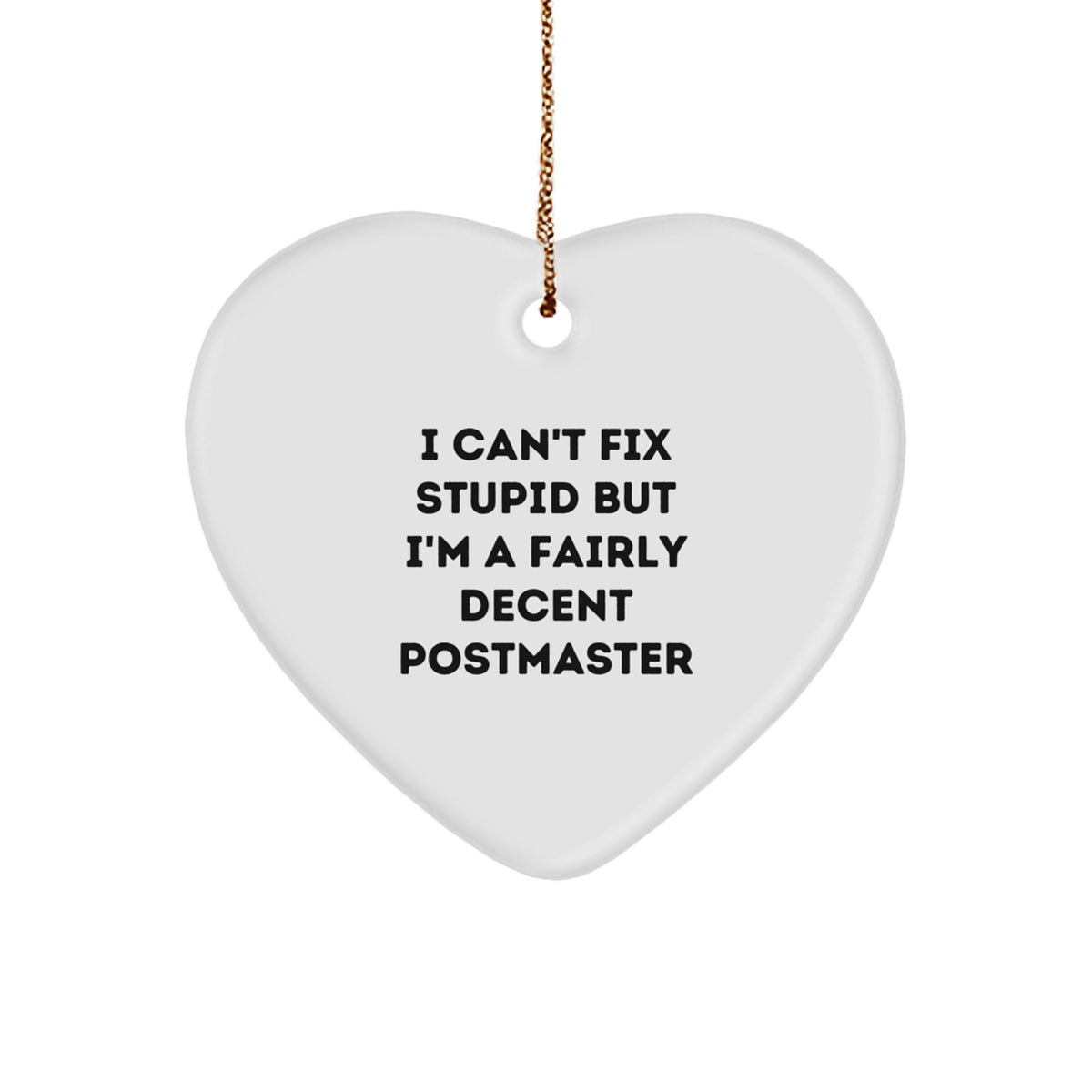 Funny Postmaster Gifts from Men, Heart Ornament for Christmas, I Can't Fix Stupid - Image 1