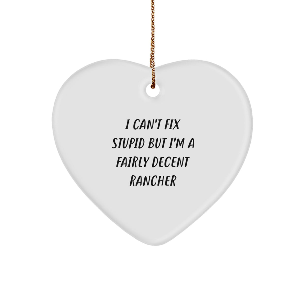 Funny Rancher Heart Ornament Gifts from Men for Women, Friends, Coworkers, Family - I'm a Decent Rancher Heart Shaped White Decor - Image 1