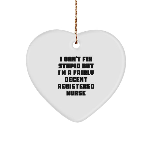 Funny Registered Nurse Gifts for Christmas Unique Heart Ornament from Friends - Image 1