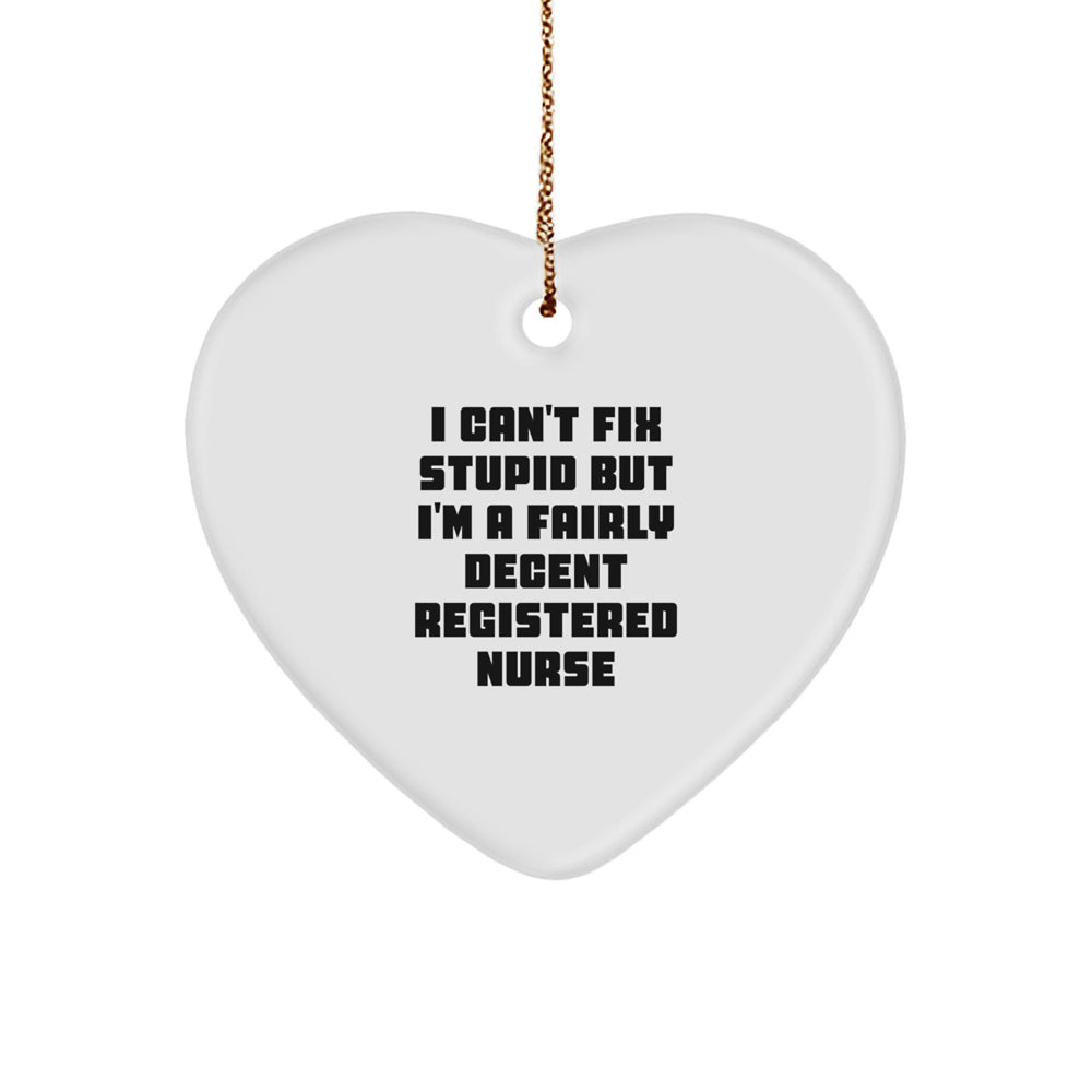 Funny Registered Nurse Gifts for Christmas Unique Heart Ornament from Friends - Image 1
