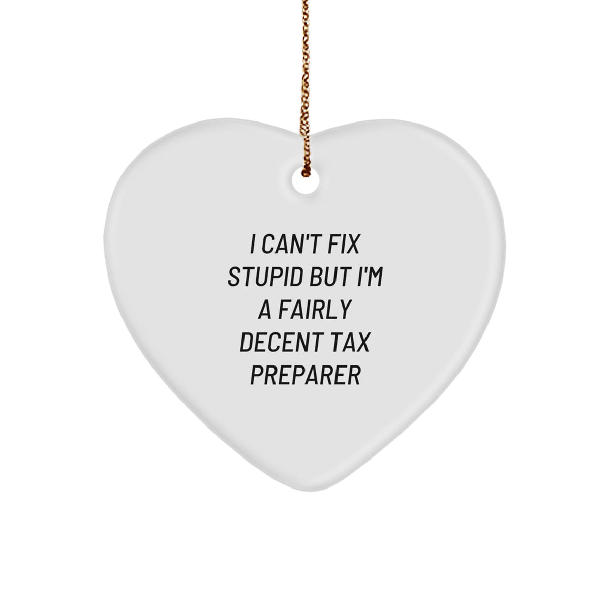 Funny Tax Preparer Gifts for Men Friends and Family, Heart Ornament I Can't Fix Stupid But I'm A Fairly Decent Tax Preparer, Christmas Unique Gifts from Friends - Image 1