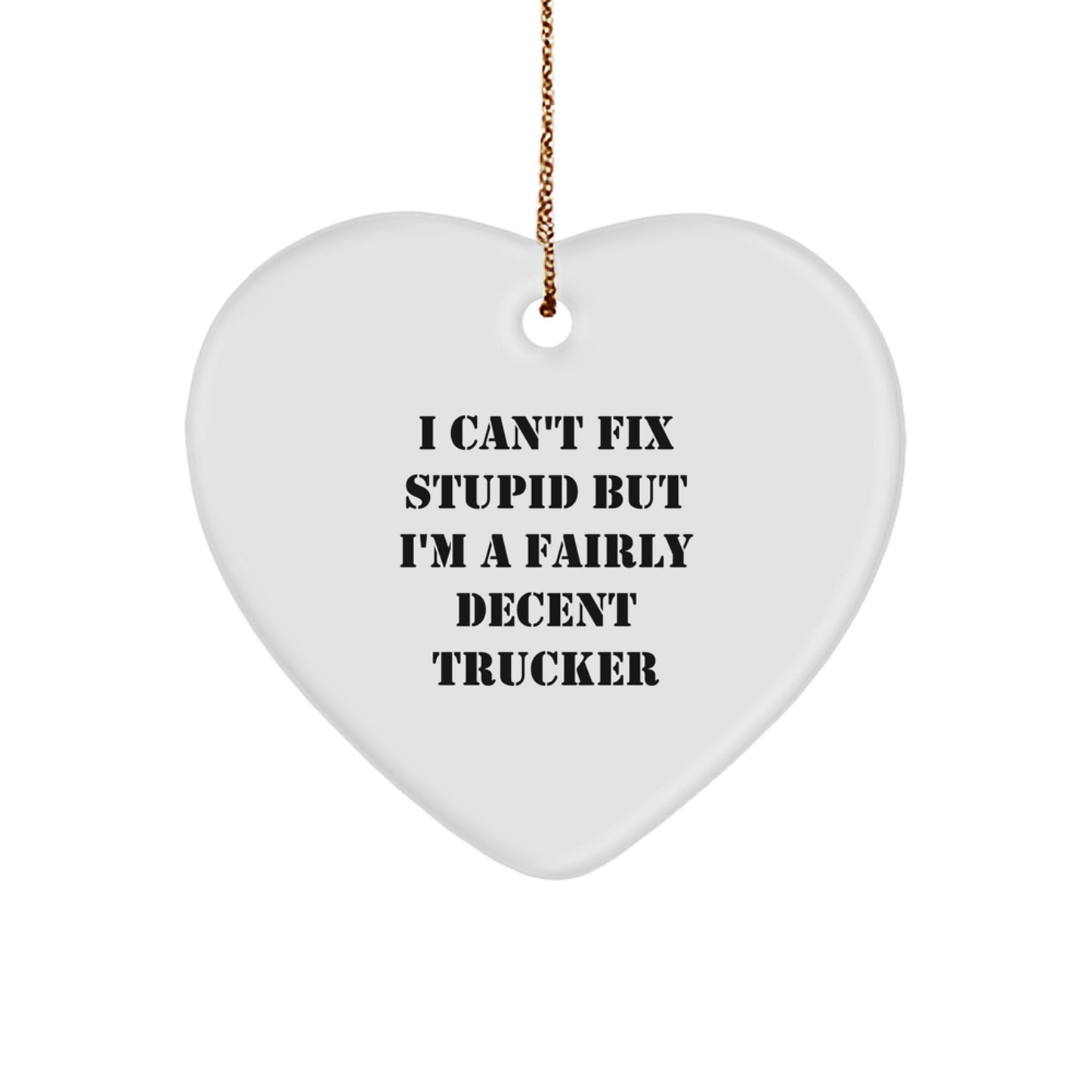 Funny Trucker Gifts for Him, Trucker Heart Ornament, Trucker Lover Christmas Unique Gifts from Men to Trucker Friends, Family - Image 1
