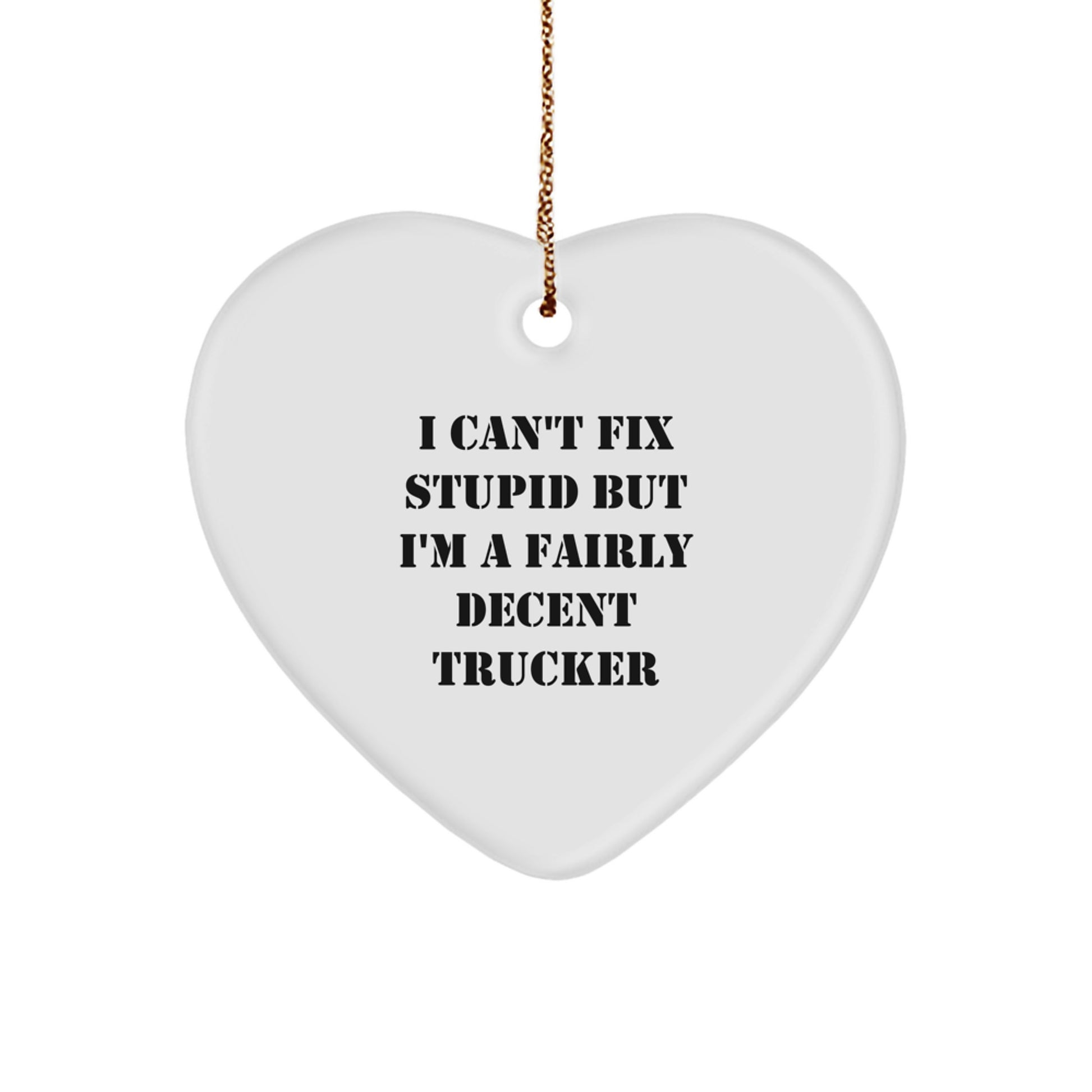 Funny Trucker Gifts for Him, Trucker Heart Ornament, Trucker Lover Christmas Unique Gifts from Men to Trucker Friends, Family - Image 1