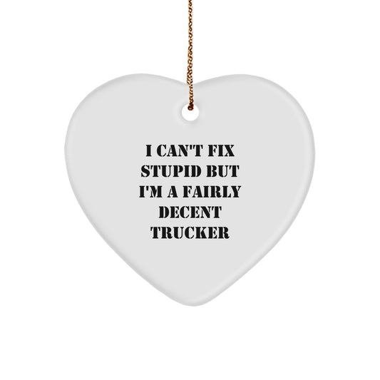 Funny Trucker Gifts for Him, Trucker Heart Ornament, Trucker Lover Christmas Unique Gifts from Men to Trucker Friends, Family - Image 1