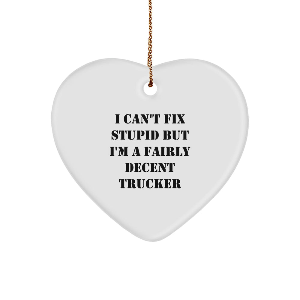Funny Trucker Gifts for Him, Trucker Heart Ornament, Trucker Lover Christmas Unique Gifts from Men to Trucker Friends, Family - Image 1