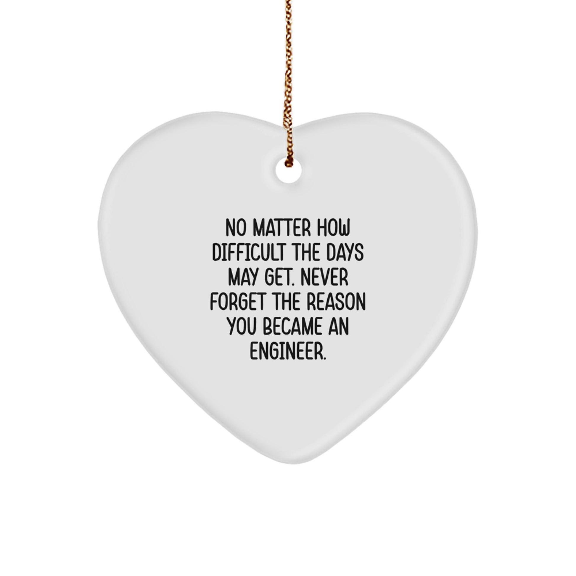 Inspiring Engineer Christmas Unique Gifts from Friends - Heart Ornament with Quote 'Never Forget You Became an Engineer' - Image 1
