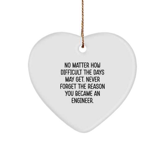 Inspiring Engineer Christmas Unique Gifts from Friends - Heart Ornament with Quote 'Never Forget You Became an Engineer' - Image 1