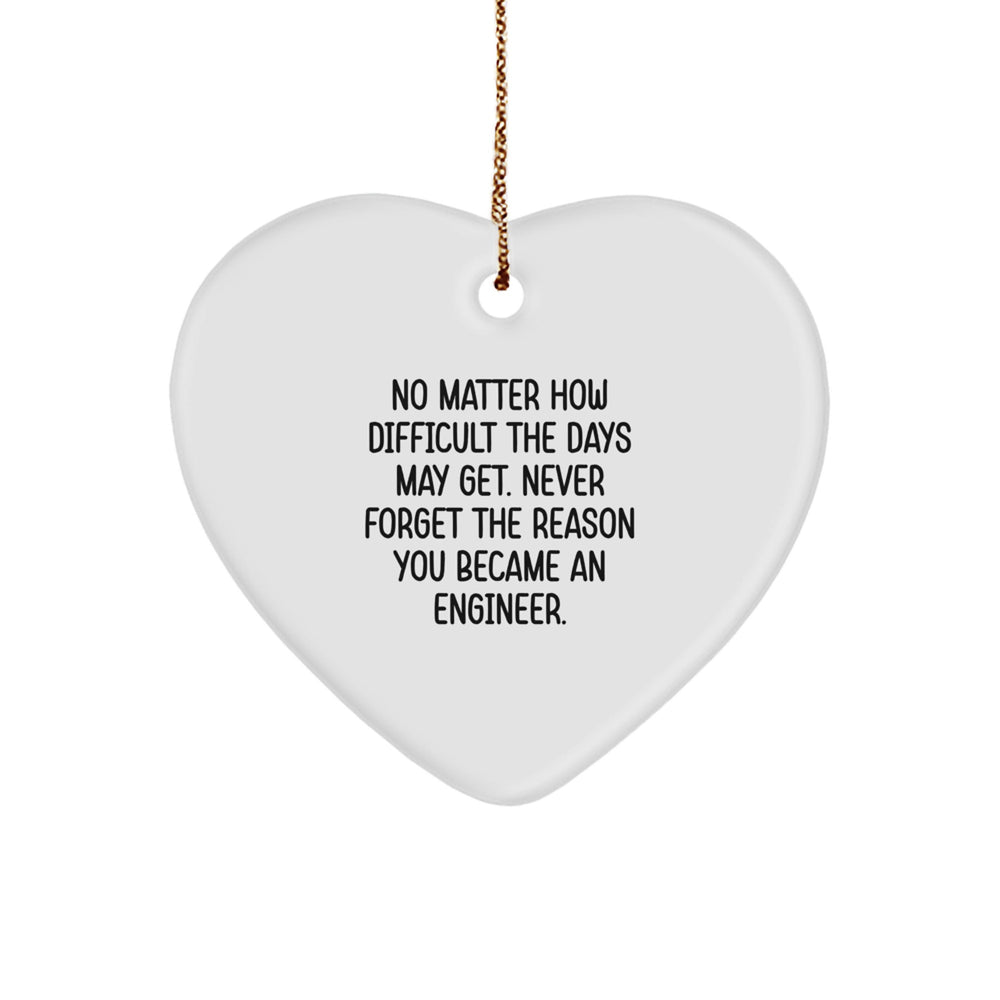 Inspiring Engineer Christmas Unique Gifts from Friends - Heart Ornament with Quote 'Never Forget You Became an Engineer' - Image 1