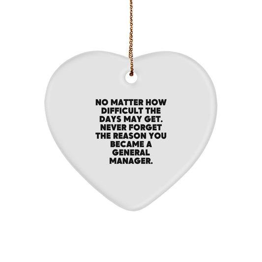 Funny General Manager Gifts for Men, Heart Ornament with Inspirational Quote, Gifts from Friends for Christmas Unique Gifts - Image 1