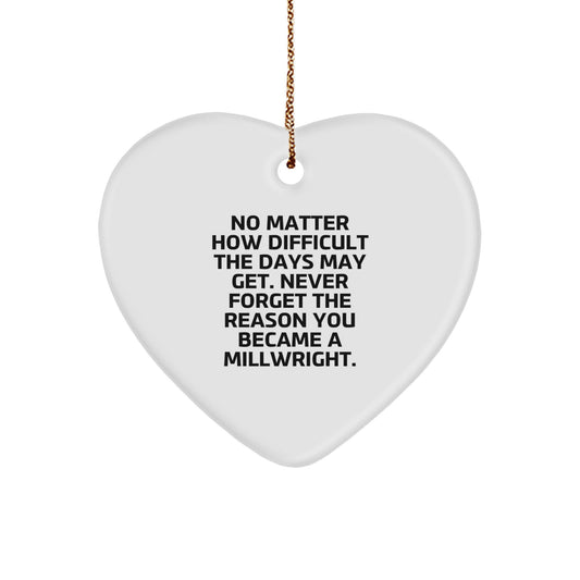 Funny Millwright Gifts from Men - Heart Ornament with Inspirational Quote, Gifts for Millwright, Christmas Unique Gifts for Family, Friends, Coworkers - Image 1