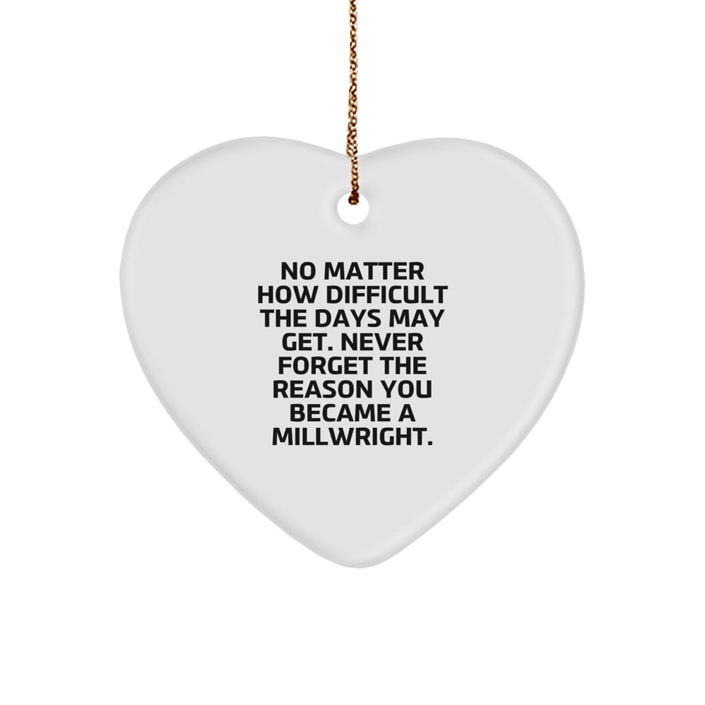 Funny Millwright Gifts from Men - Heart Ornament with Inspirational Quote, Gifts for Millwright, Christmas Unique Gifts for Family, Friends, Coworkers - Image 1