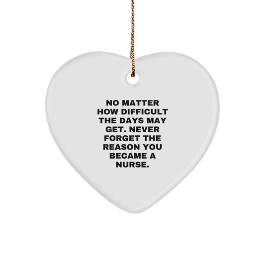 Inspiring Nurse Heart Ornament Gifts from Friends and Family for Christmas - Never Forget The Reason You Became A Nurse, Funny Quote - Image 1
