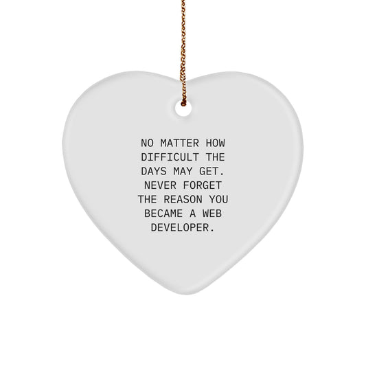 Gifts from Family to Web Developer, Heart Ornament Reminder - 'Never Forget Your Reason, Web Developer Heart Ornament, Christmas Unique - Image 1