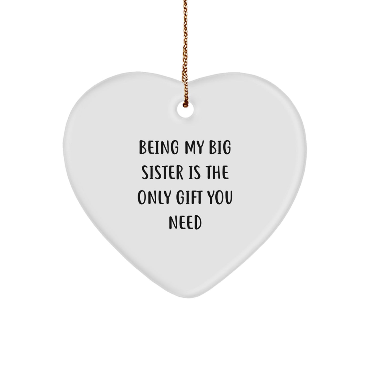 Funny Heart Ornament Gifts for Big Sister from Family, Big Sister Heart Ornament, Funny Big Sister Christmas Unique Gifts - Image 1