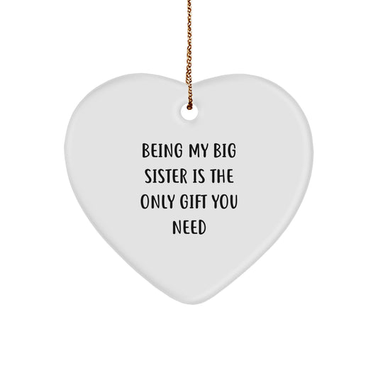 Funny Heart Ornament Gifts for Big Sister from Family, Big Sister Heart Ornament, Funny Big Sister Christmas Unique Gifts - Image 1