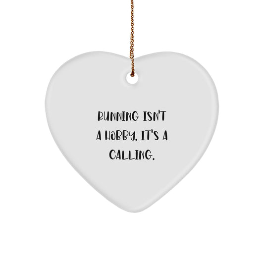 Funny Running Heart Ornament Gifts from Friends for Men Women Running Enthusiasts, Unique Running Decorations for Christmas, Inspirational Running Quote Heart Shaped Decor - Image 1