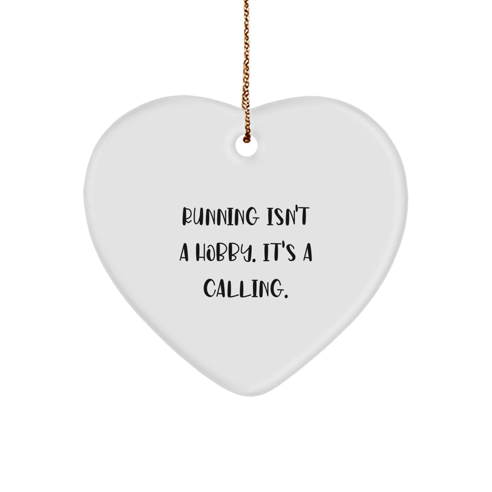 Funny Running Heart Ornament Gifts from Friends for Men Women Running Enthusiasts, Unique Running Decorations for Christmas, Inspirational Running Quote Heart Shaped Decor - Image 1