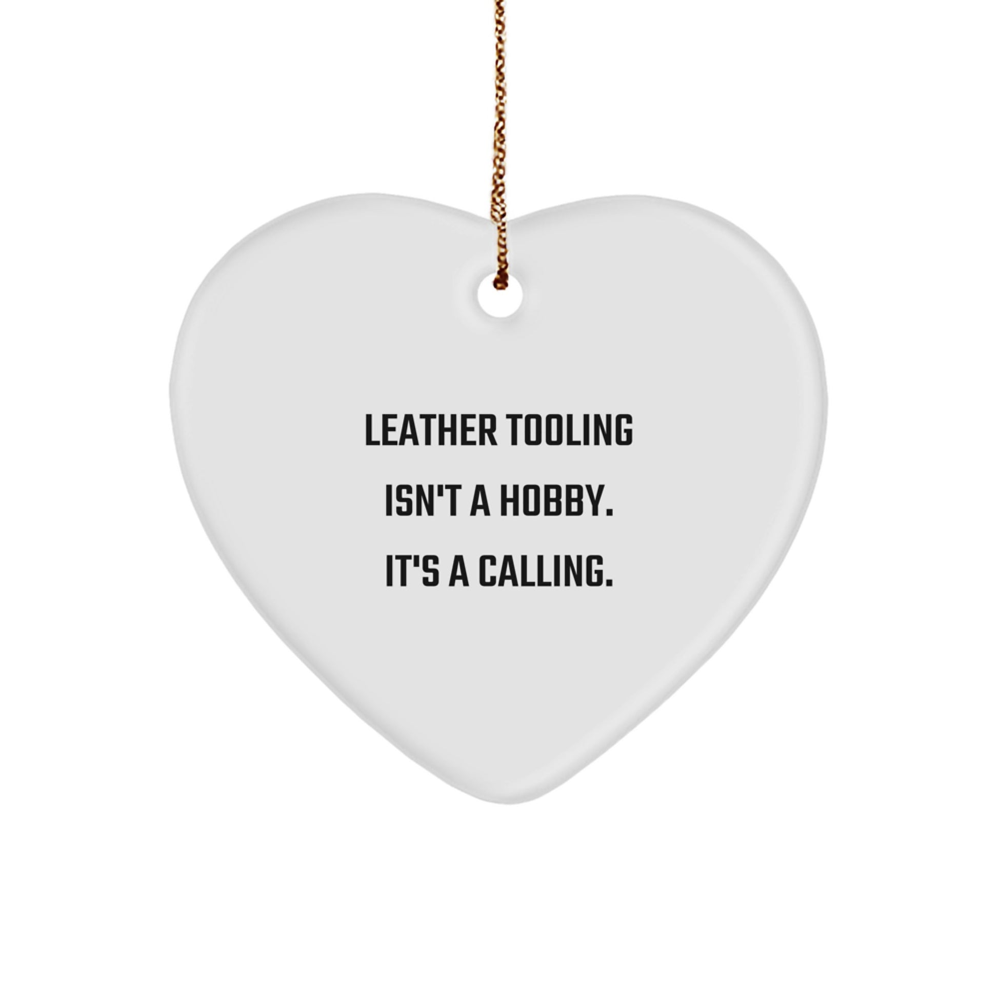 Leather Tooling Heart Ornament Gifts for Men, Funny Quote, Christmas Unique Gifts from Family - Image 1