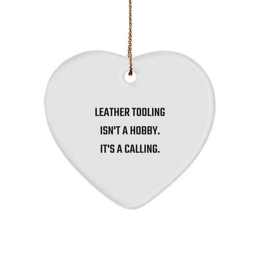 Leather Tooling Heart Ornament Gifts for Men, Funny Quote, Christmas Unique Gifts from Family - Image 1