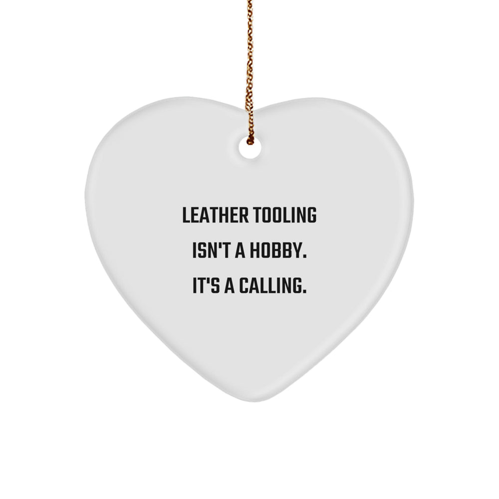 Leather Tooling Heart Ornament Gifts for Men, Funny Quote, Christmas Unique Gifts from Family - Image 1