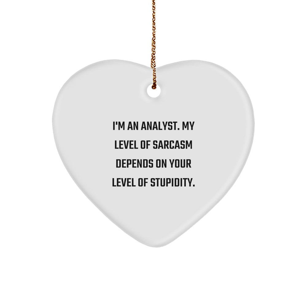 Funny Analyst Gifts for Men, Gifts from Colleagues, Heart Ornament with Sarcasm Quote, Christmas Unique Gifts - Image 1