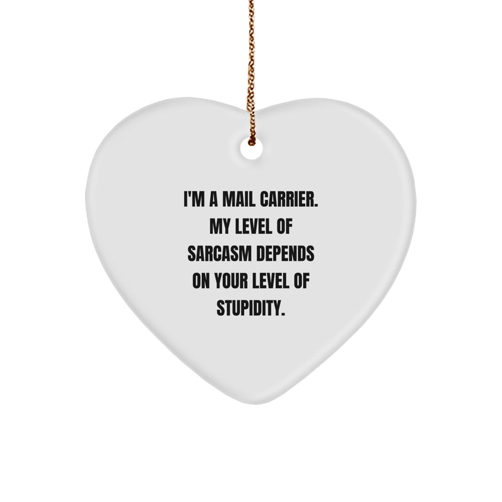 Funny Mail Carrier Gifts, Heart-Shaped Ornament with Sarcasm Quote, Gifts from Friends, Family, or Coworkers for Mail Carrier, Unique Christmas Unique Gift Ideas - Image 1