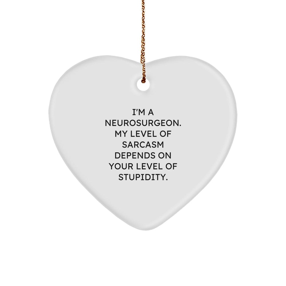 Funny Neurosurgeon Christmas Unique Gifts from Friends, Heart Ornament with a Sarcasm Quote, for Him - Image 1