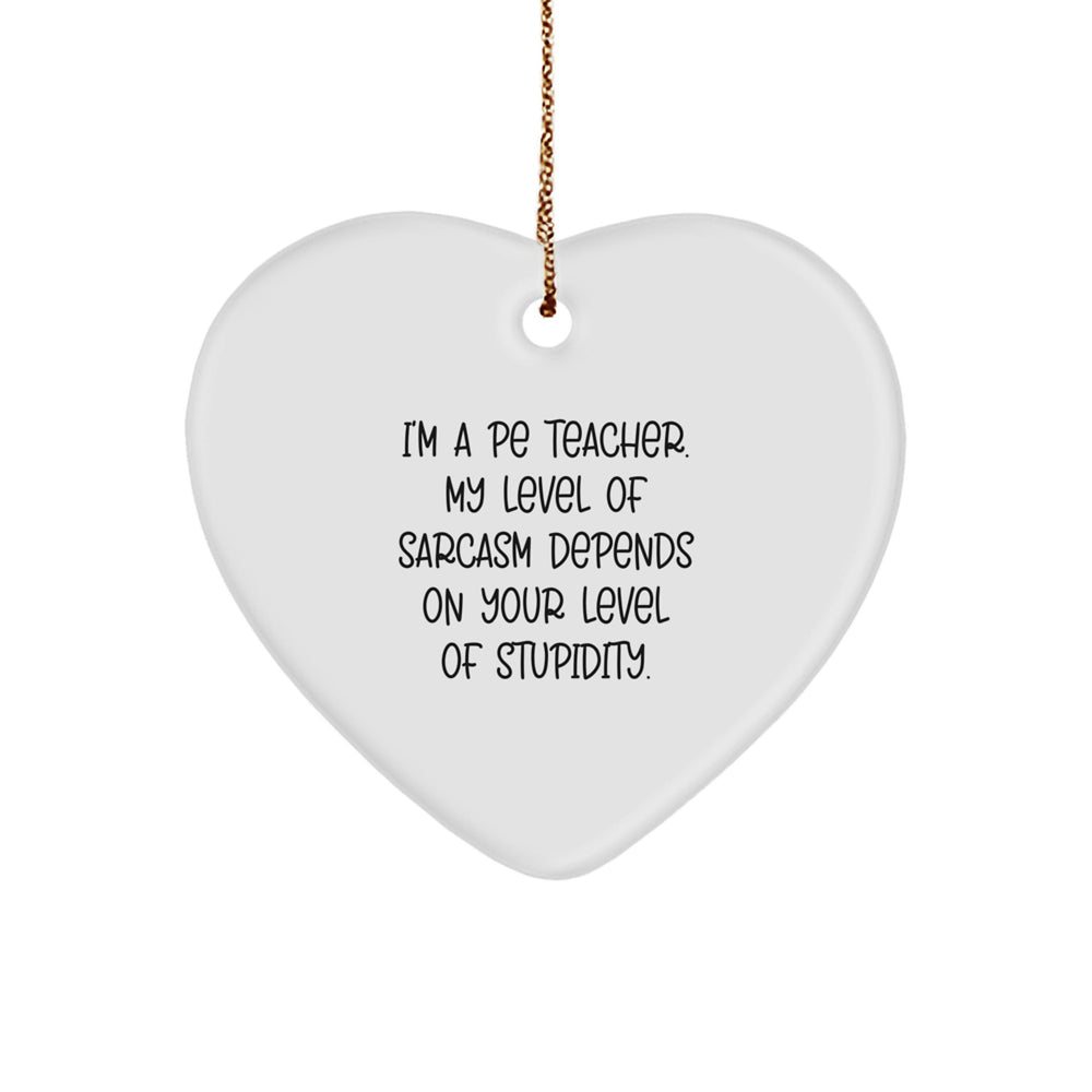Funny PE Teacher Heart Ornament, Gifts for Men, Women, or Friends from Coworkers, Family - Christmas Unique Gifts - Image 1
